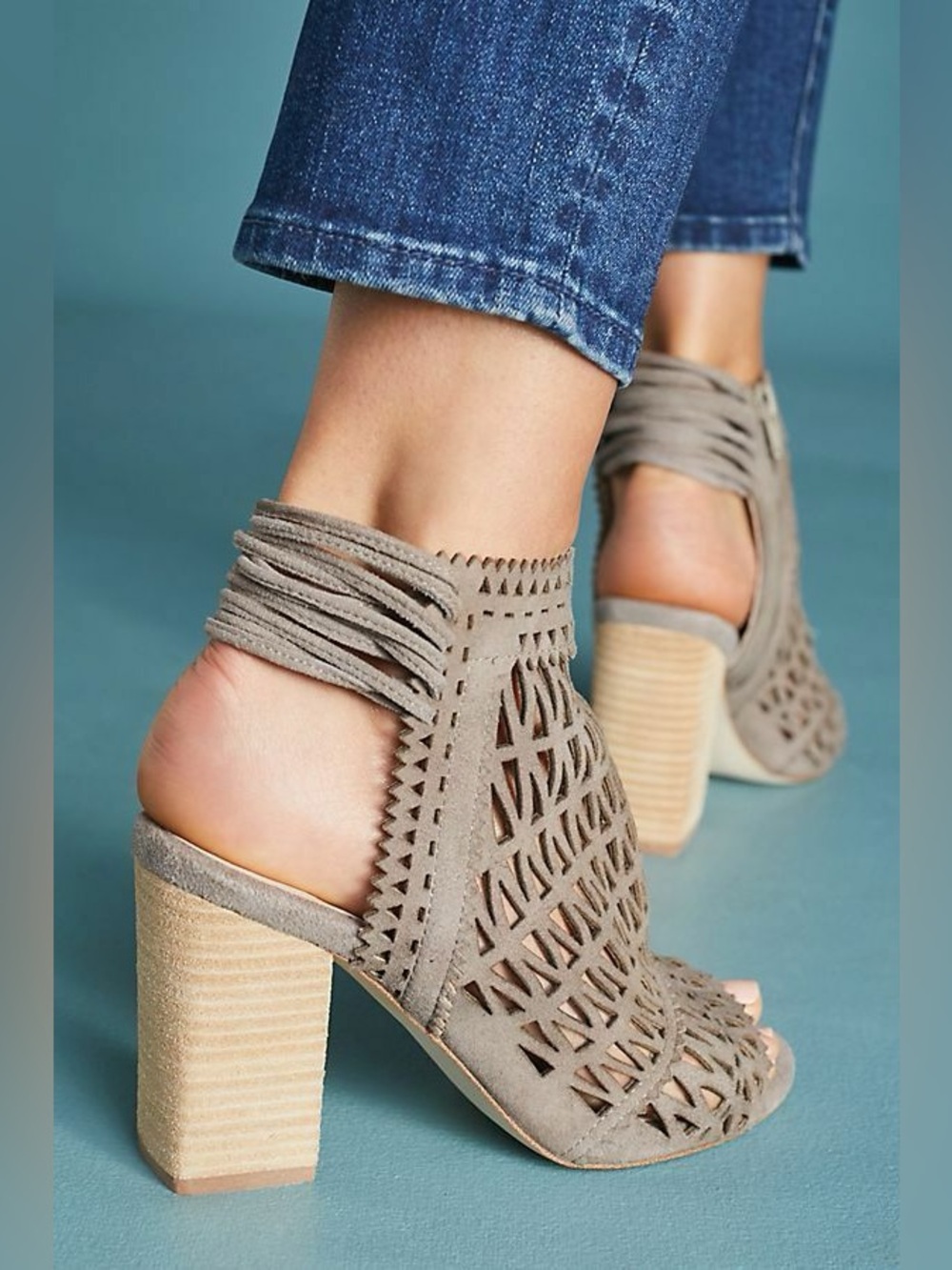 Jeffery Campbell suede ottawa peep toe block heels